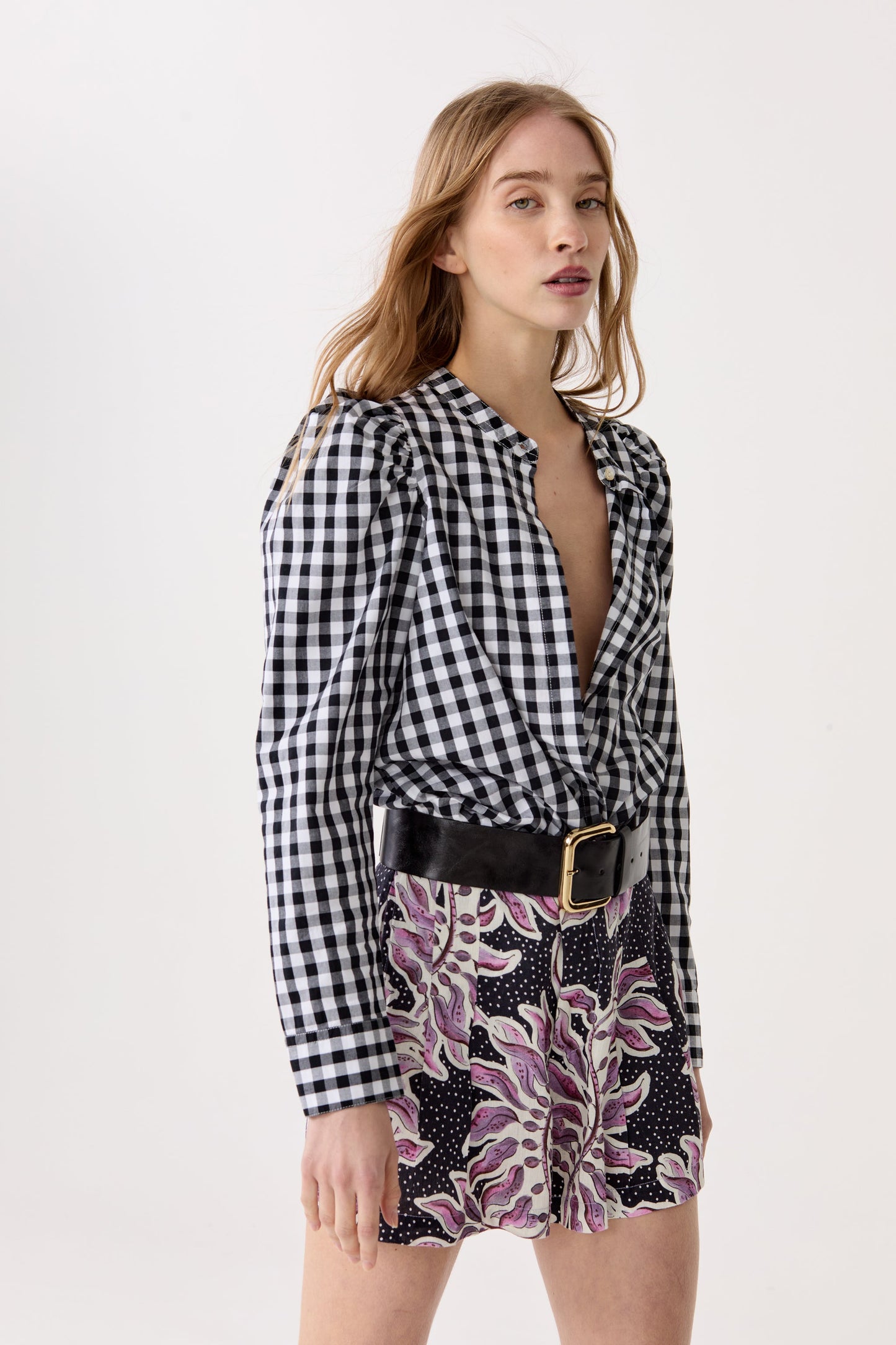 Lilium Poplin Shirt - Black and White Vichy Checks
