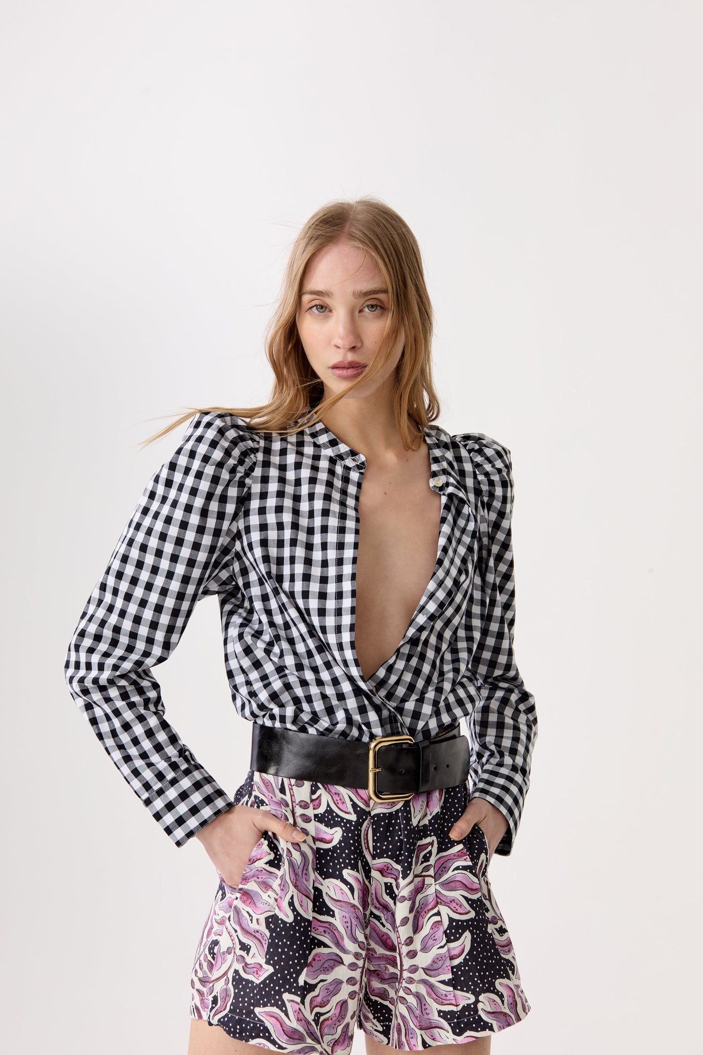 Lilium Poplin Shirt - Black and White Vichy Checks