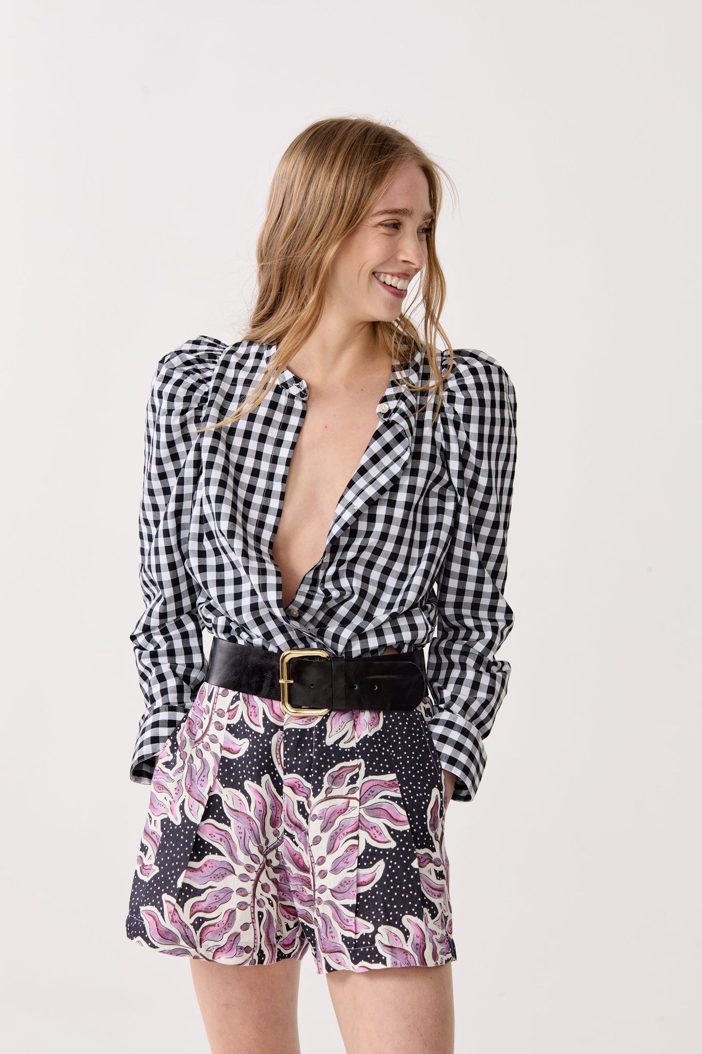 Lilium Poplin Shirt - Black and White Vichy Checks