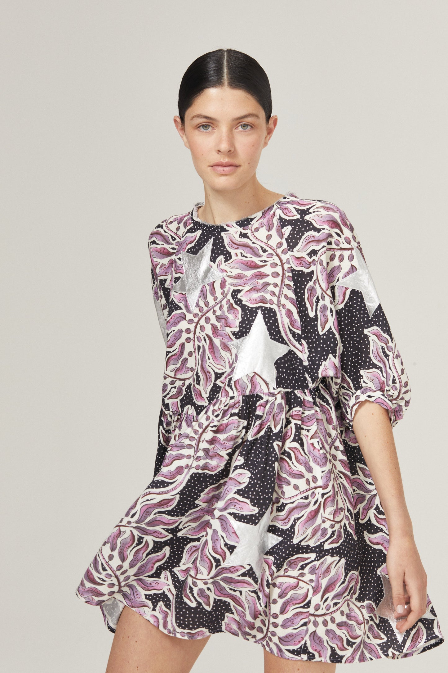 Star Alcala Dress - Lavender Sky with Silver Stars