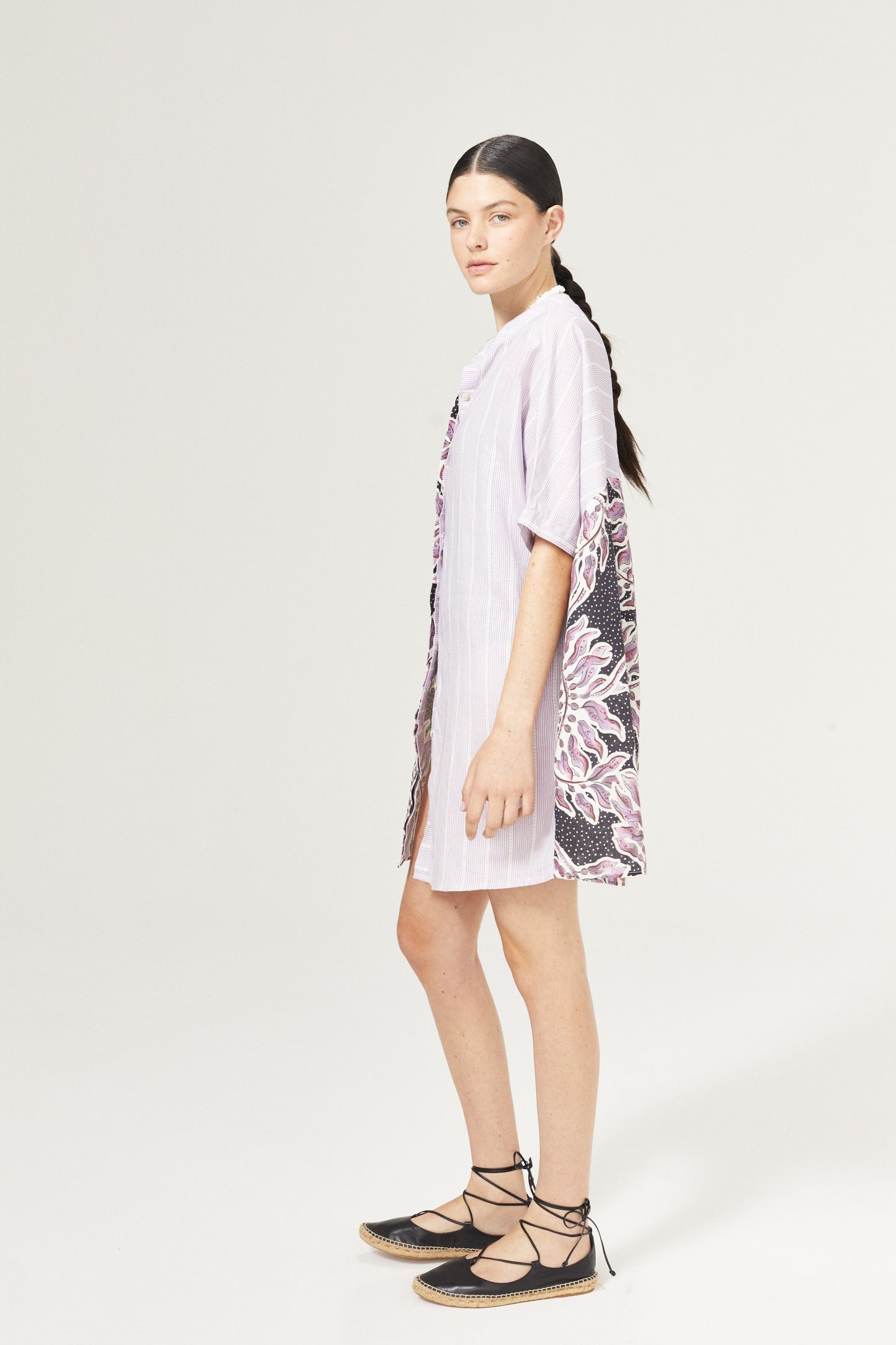 Lighthouse Linen Shirt Dress - Lavender Sky and Lilac Love