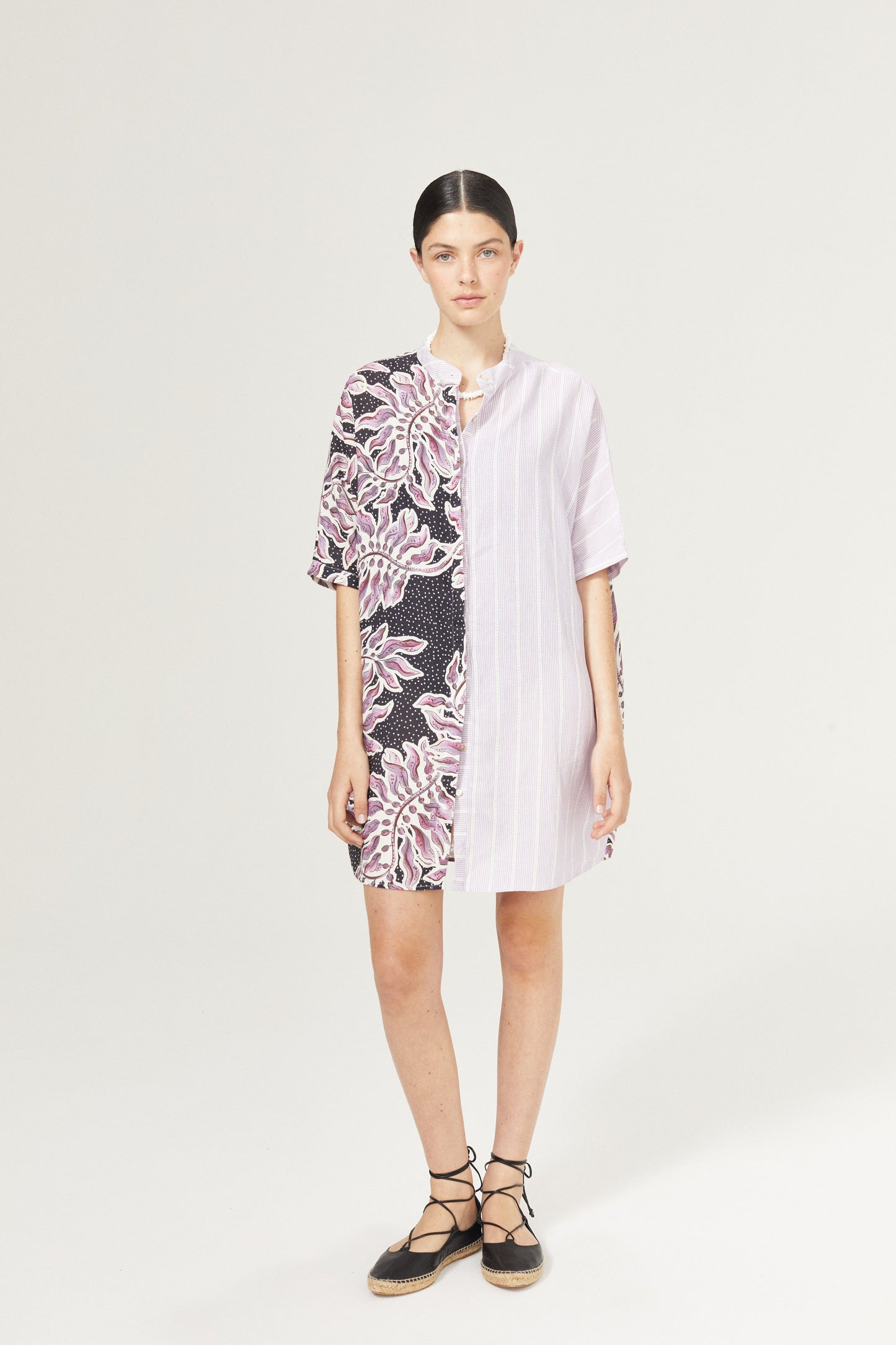 Lighthouse Linen Shirt Dress - Lavender Sky and Lilac Love