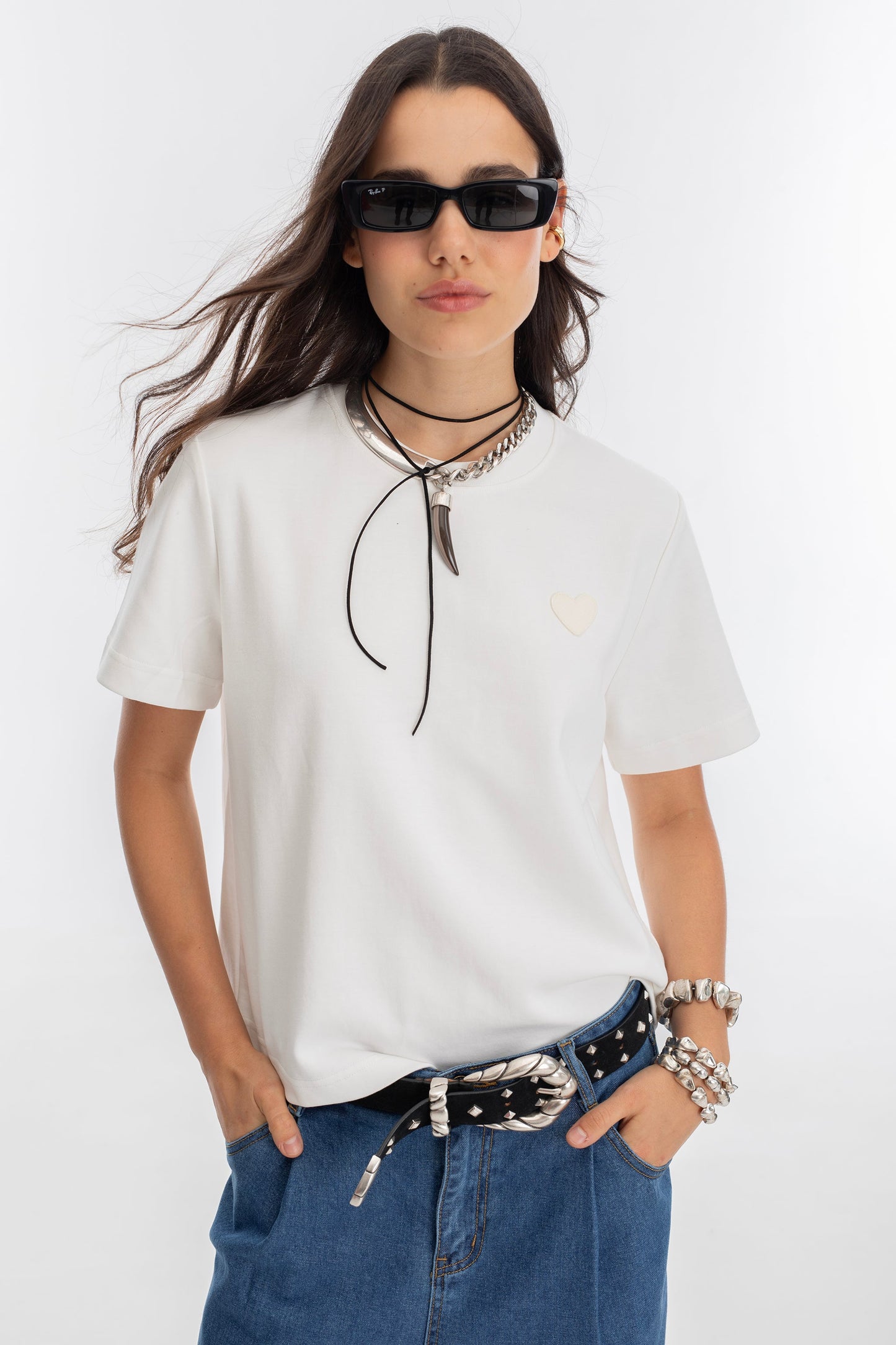 Ever T-Shirt Short Sleeve - White W/ Ecrue Heart