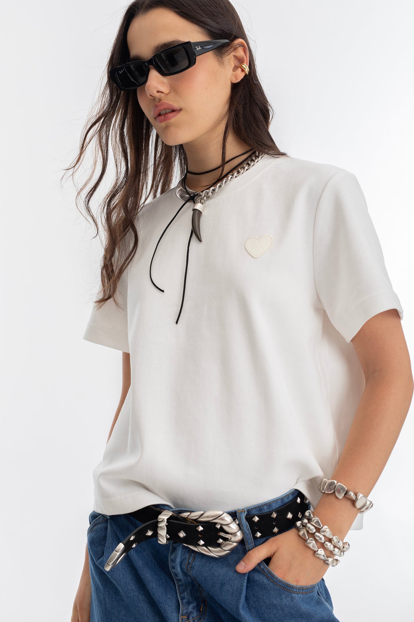 Ever T-Shirt Short Sleeve - White W/ Ecrue Heart