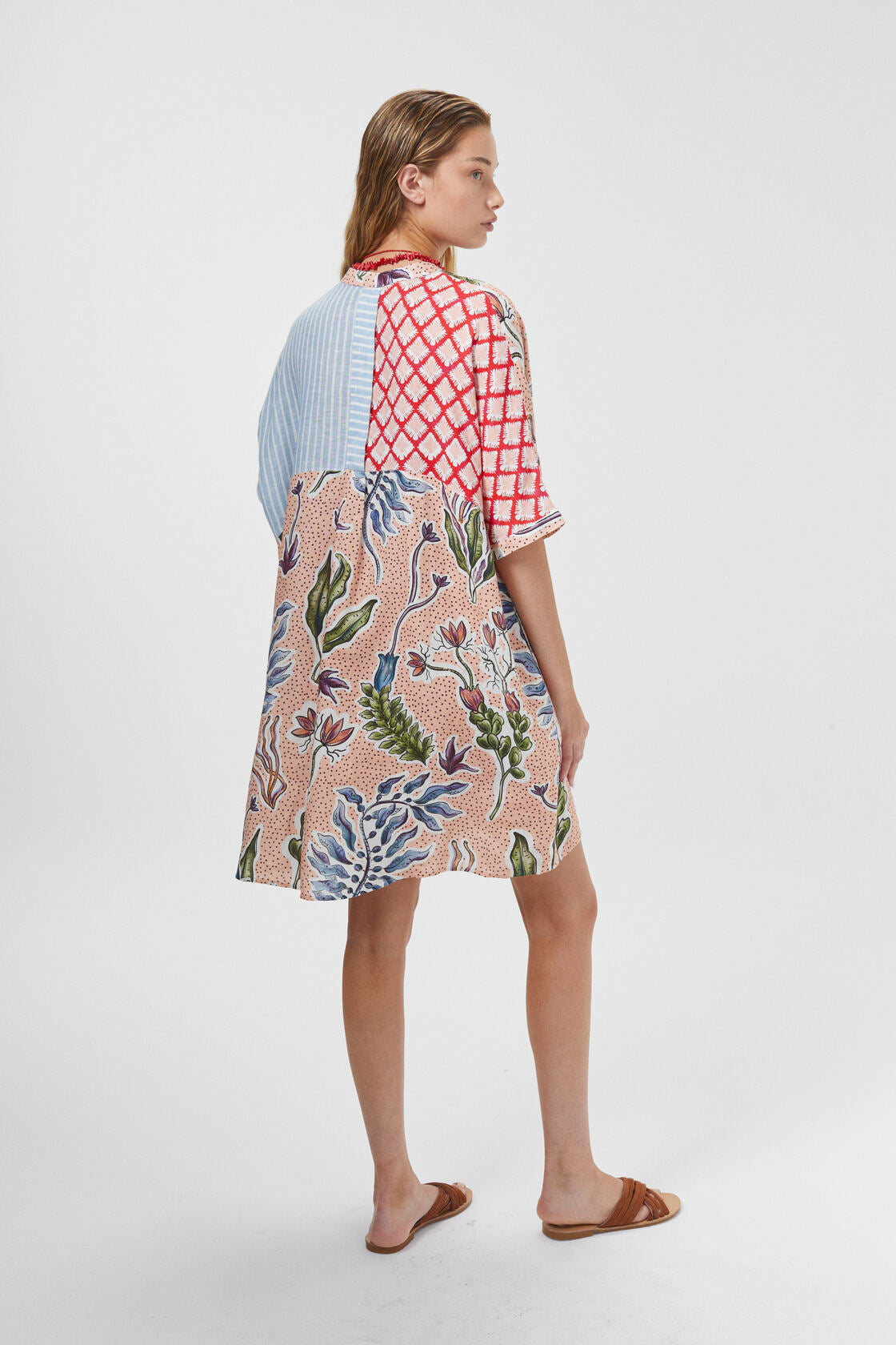 Lighthouse Linen Shirt Dress - Marrakech Gardens, Tangier and Blue Stripes