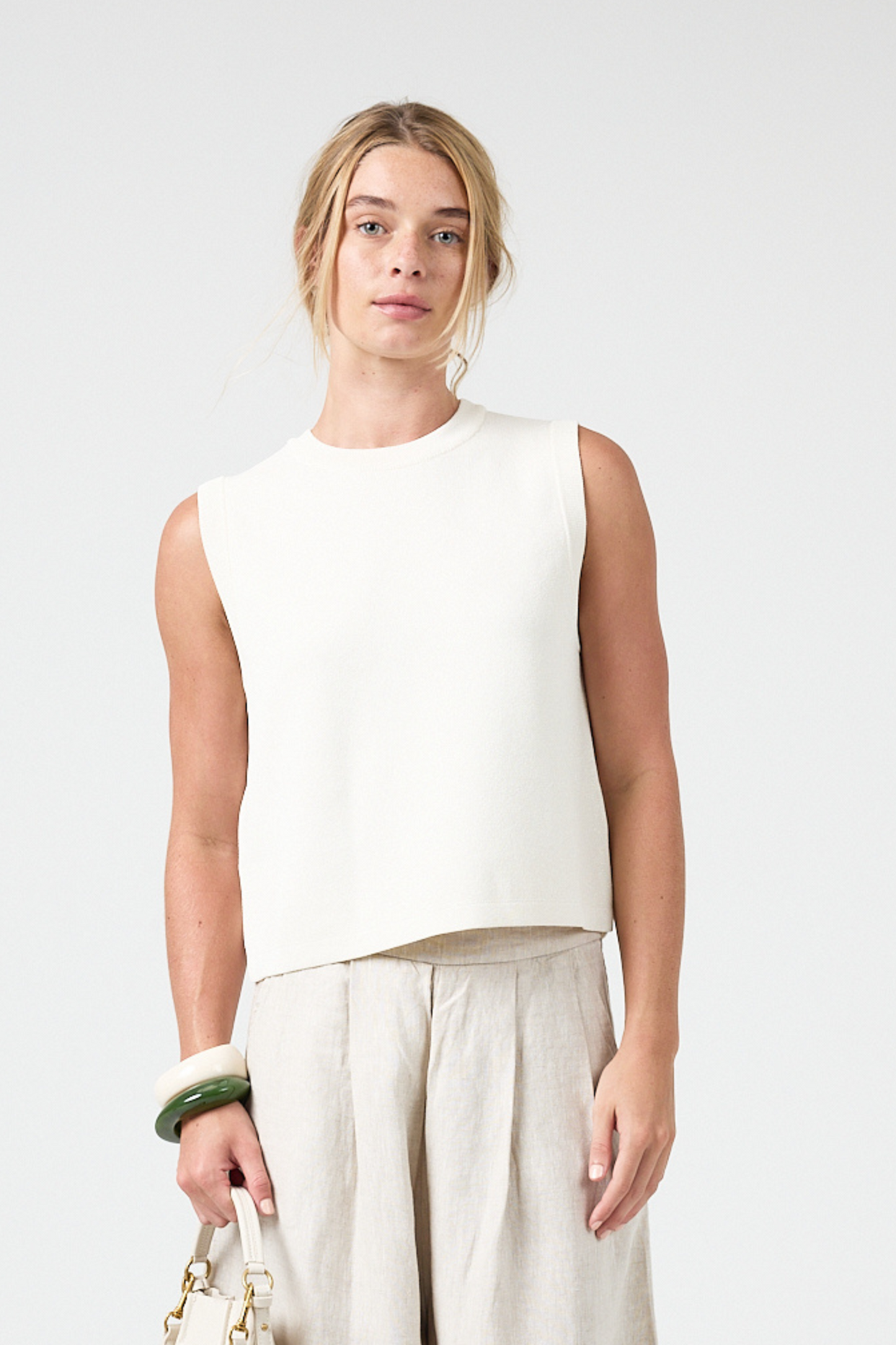 Glitter Knitted Top - Pearl White