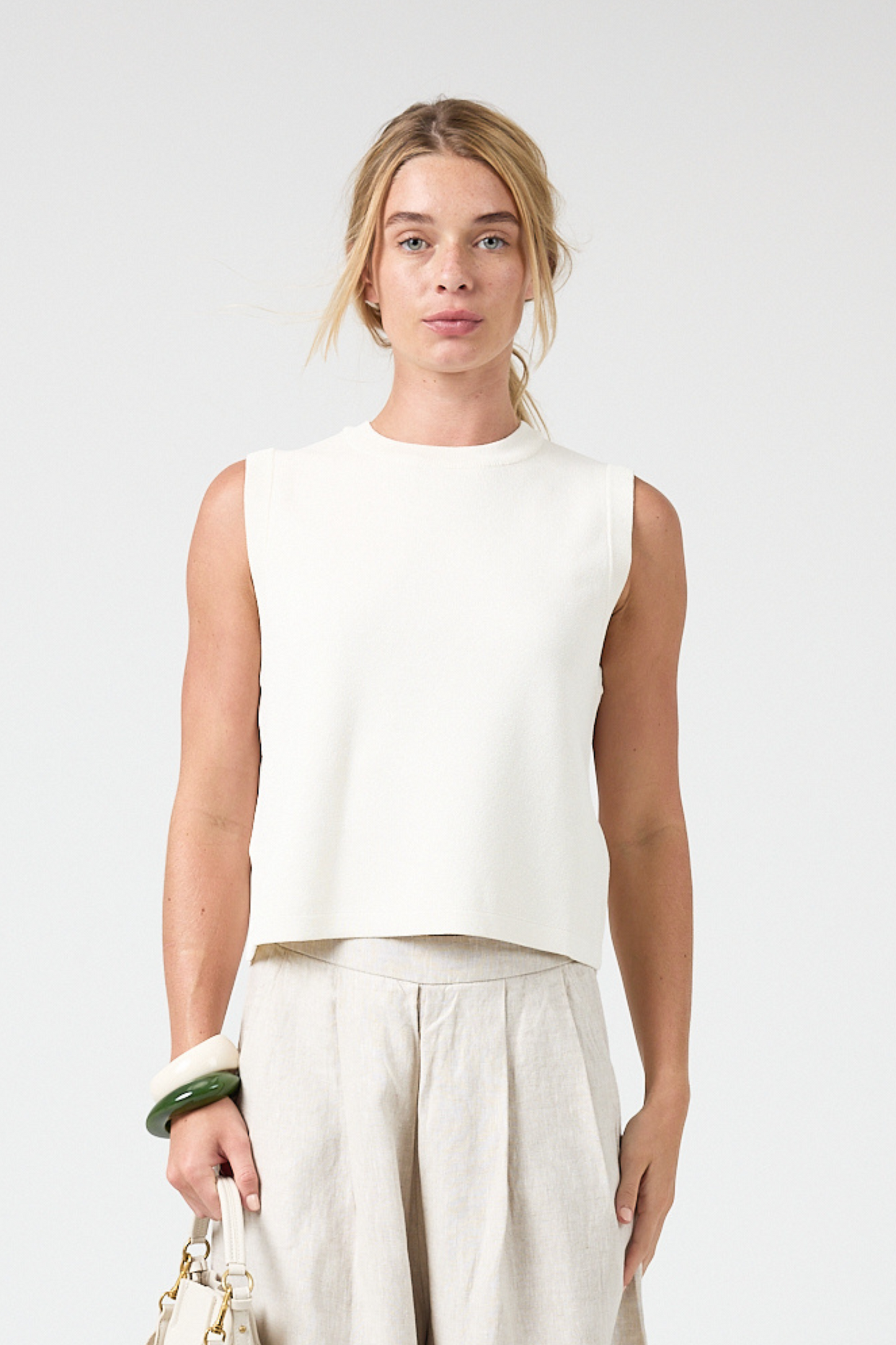 Glitter Knitted Top - Pearl White