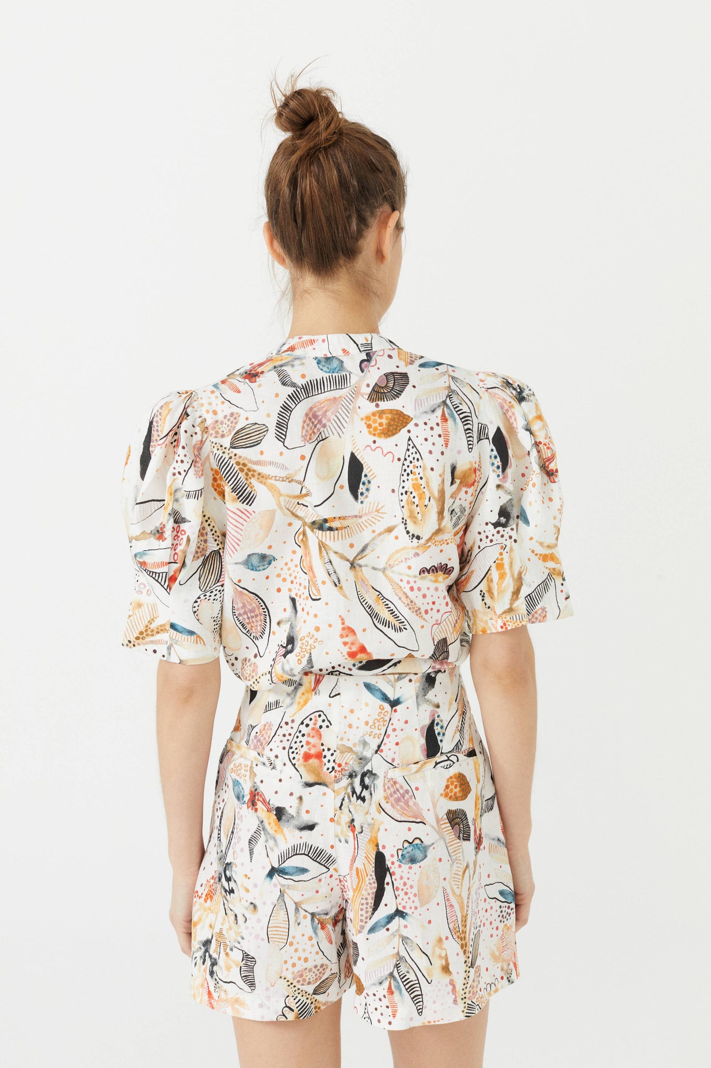 Frida Linen Shorts - Day Forest