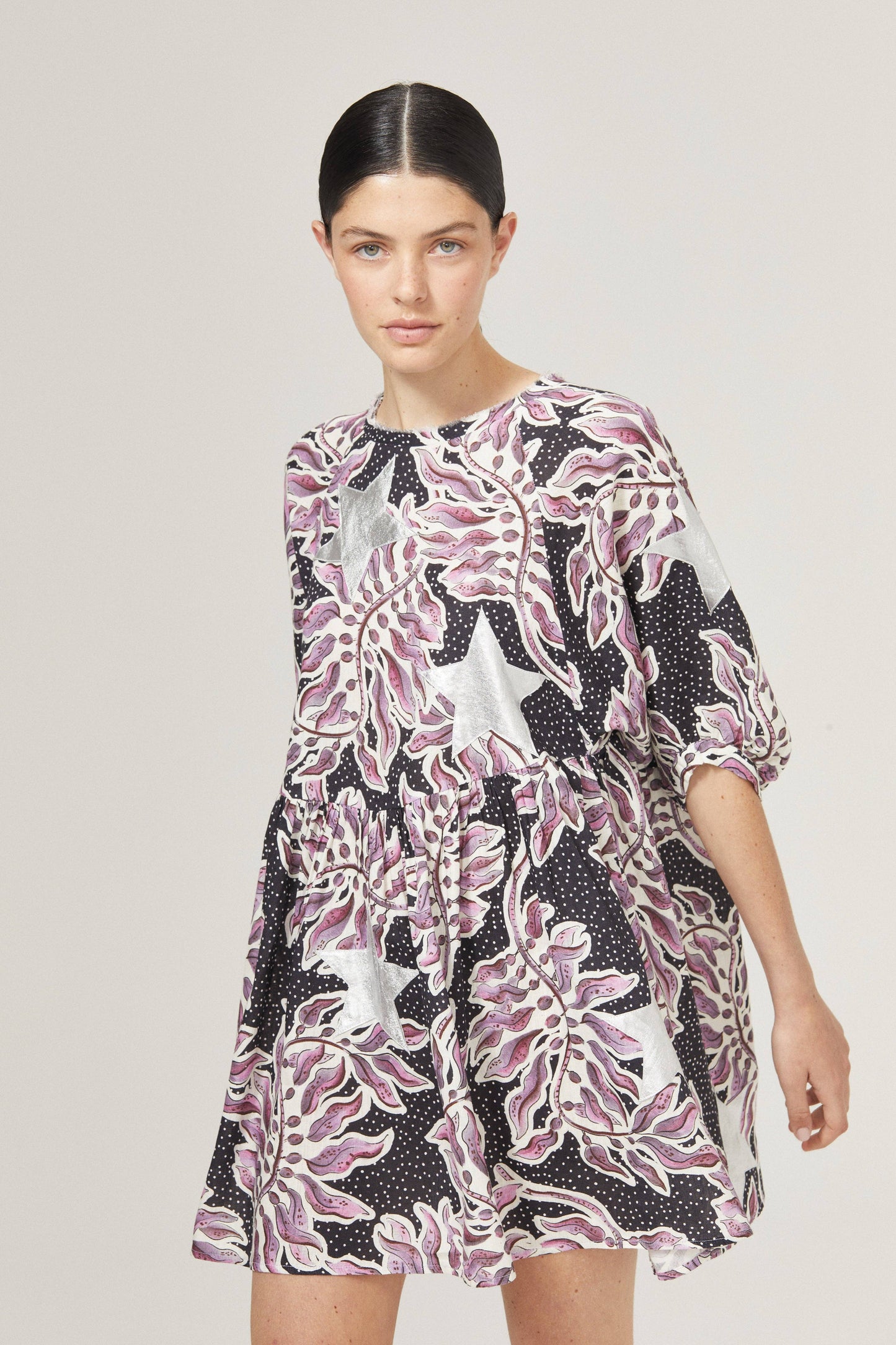 Star Alcala Dress - Lavender Sky with Silver Stars