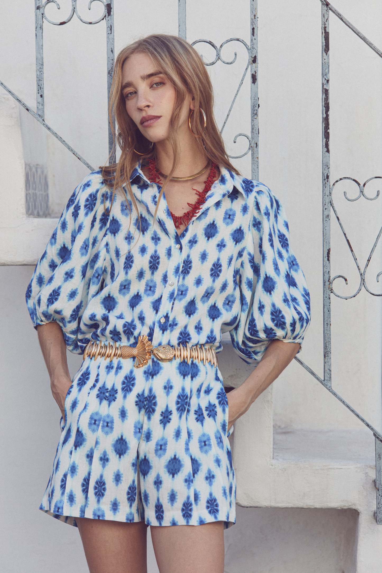 Angel Linen Shirt - Hamptons Print