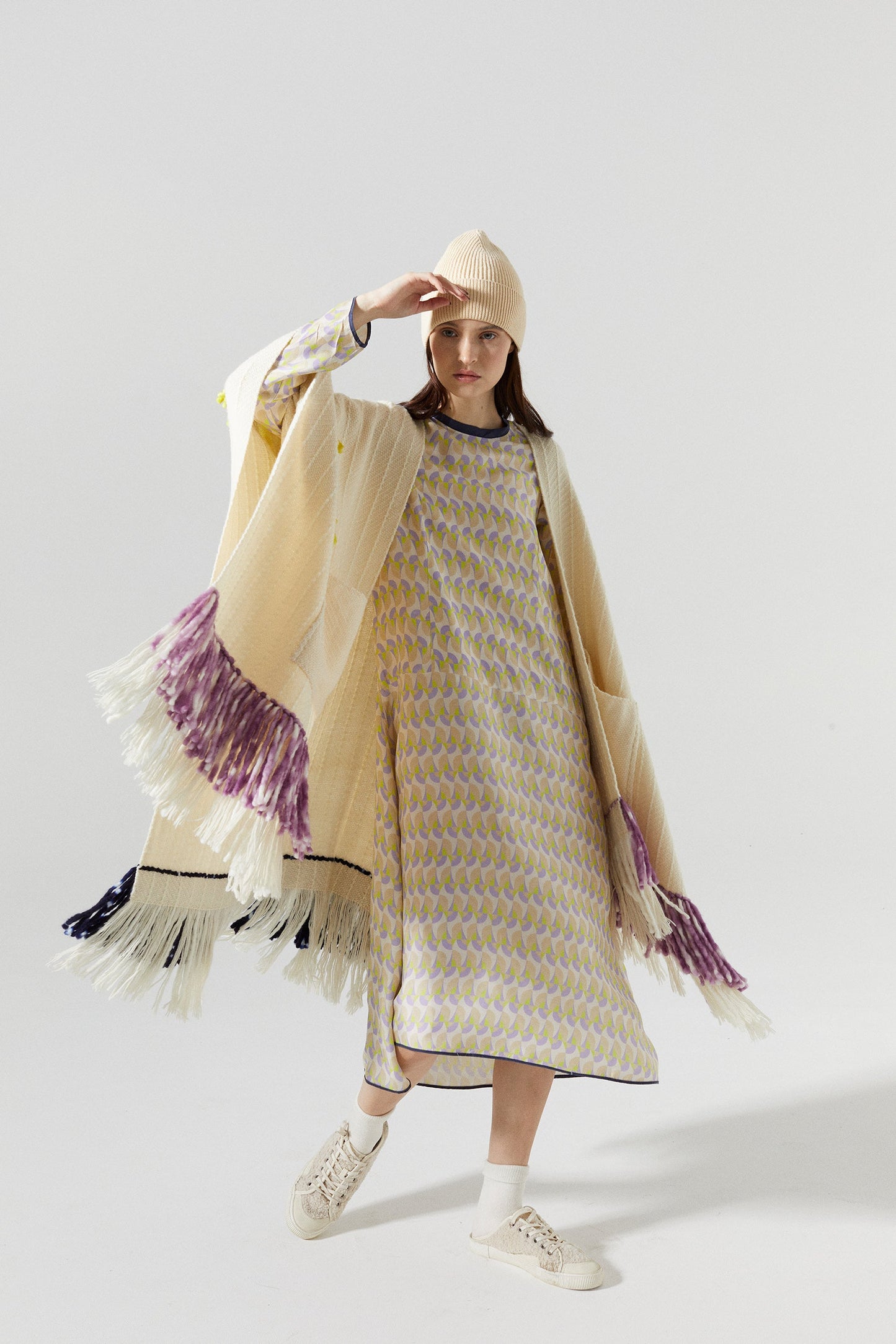 Emma Merino Wool Poncho - Natural