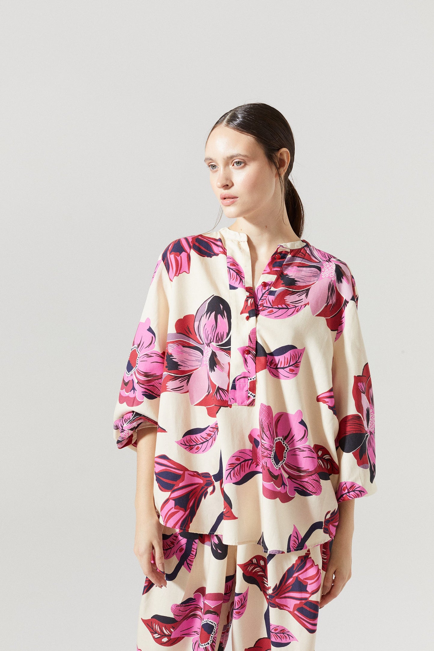 Sake Linen Shirt - Hibiscus