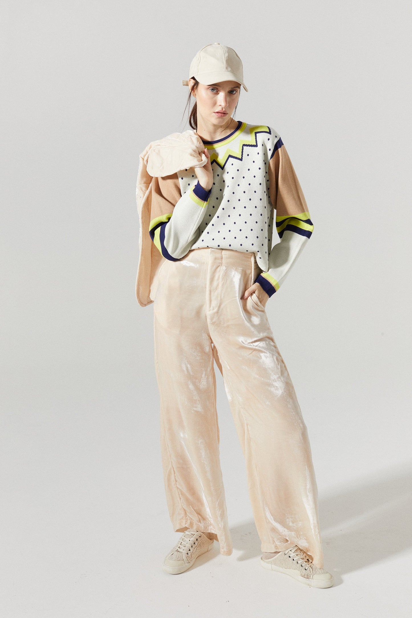 New Luna Silk Velvet Pants - Nude