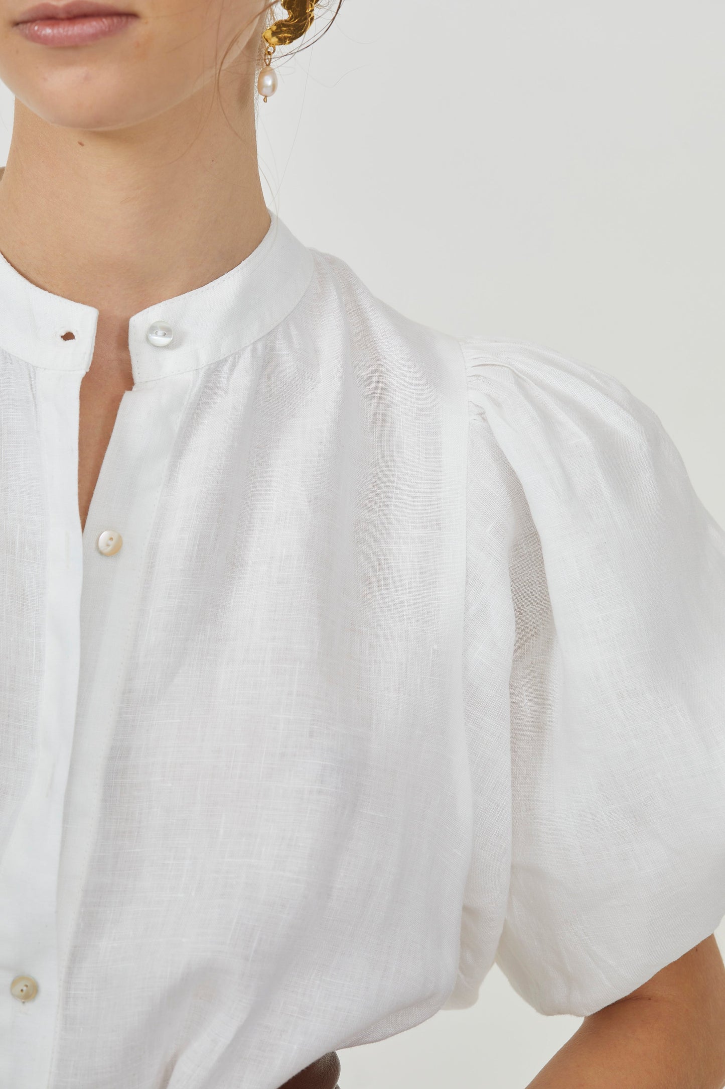 Bubble Linen Dress - White