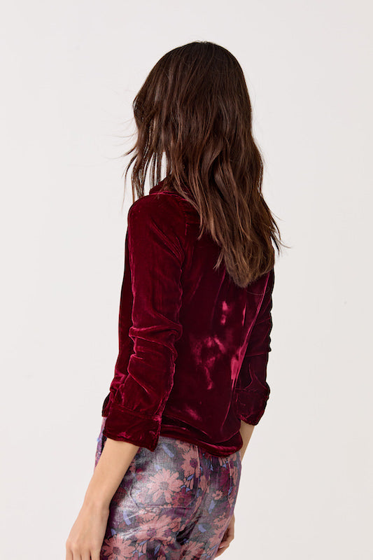 San Marino Silk Velvet Shirt - Rosso