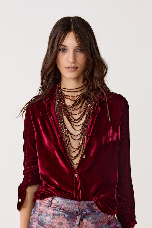San Marino Silk Velvet Shirt - Rosso