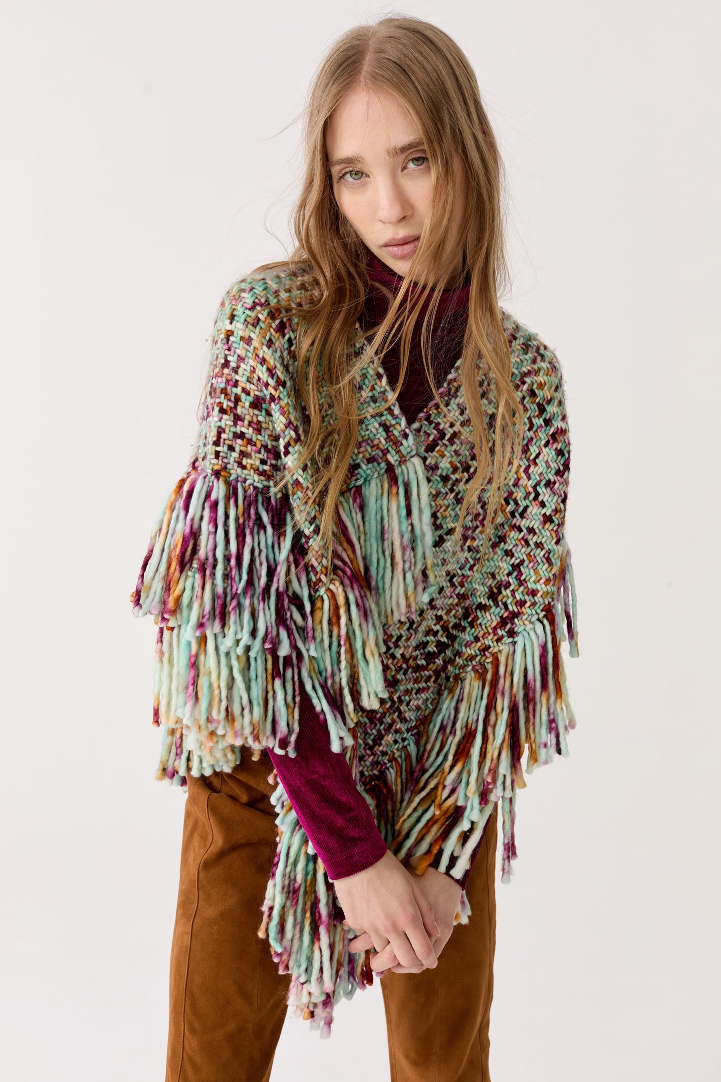 Fun Merino Wool Poncho - Autumn