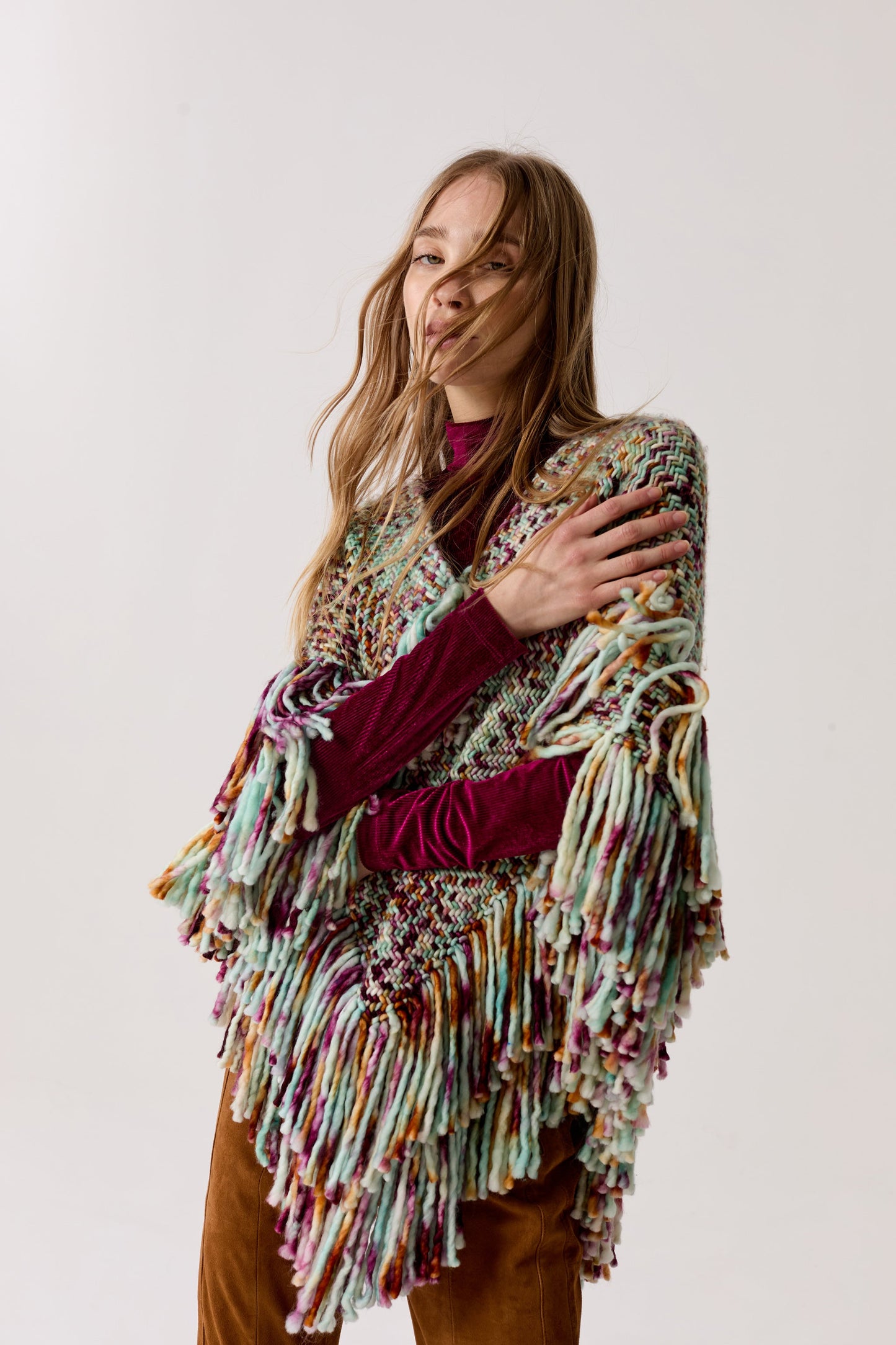 Fun Merino Wool Poncho - Autumn