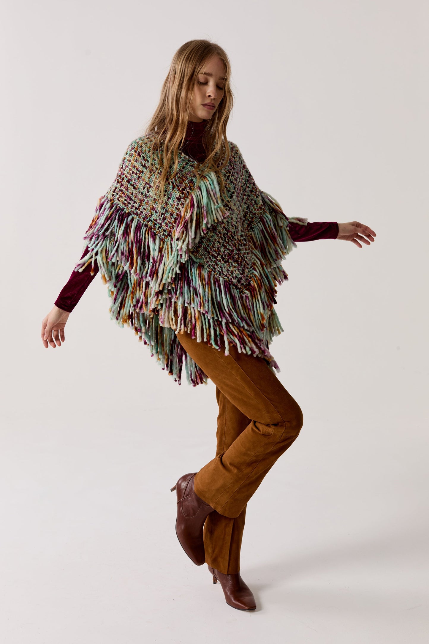 Fun Merino Wool Poncho - Autumn