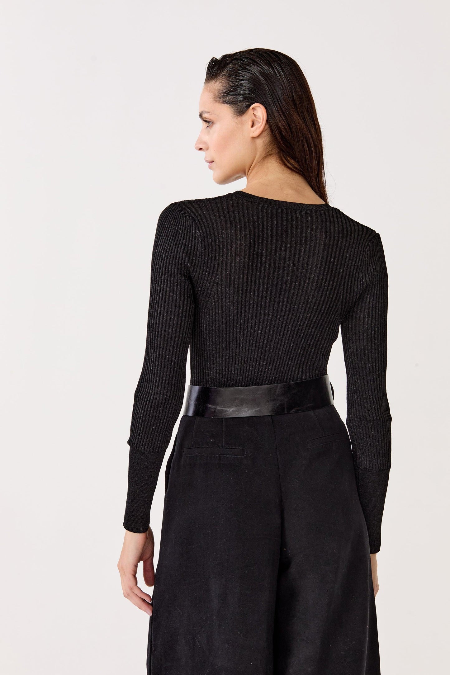 Vail Lurex Knitted Top - Black