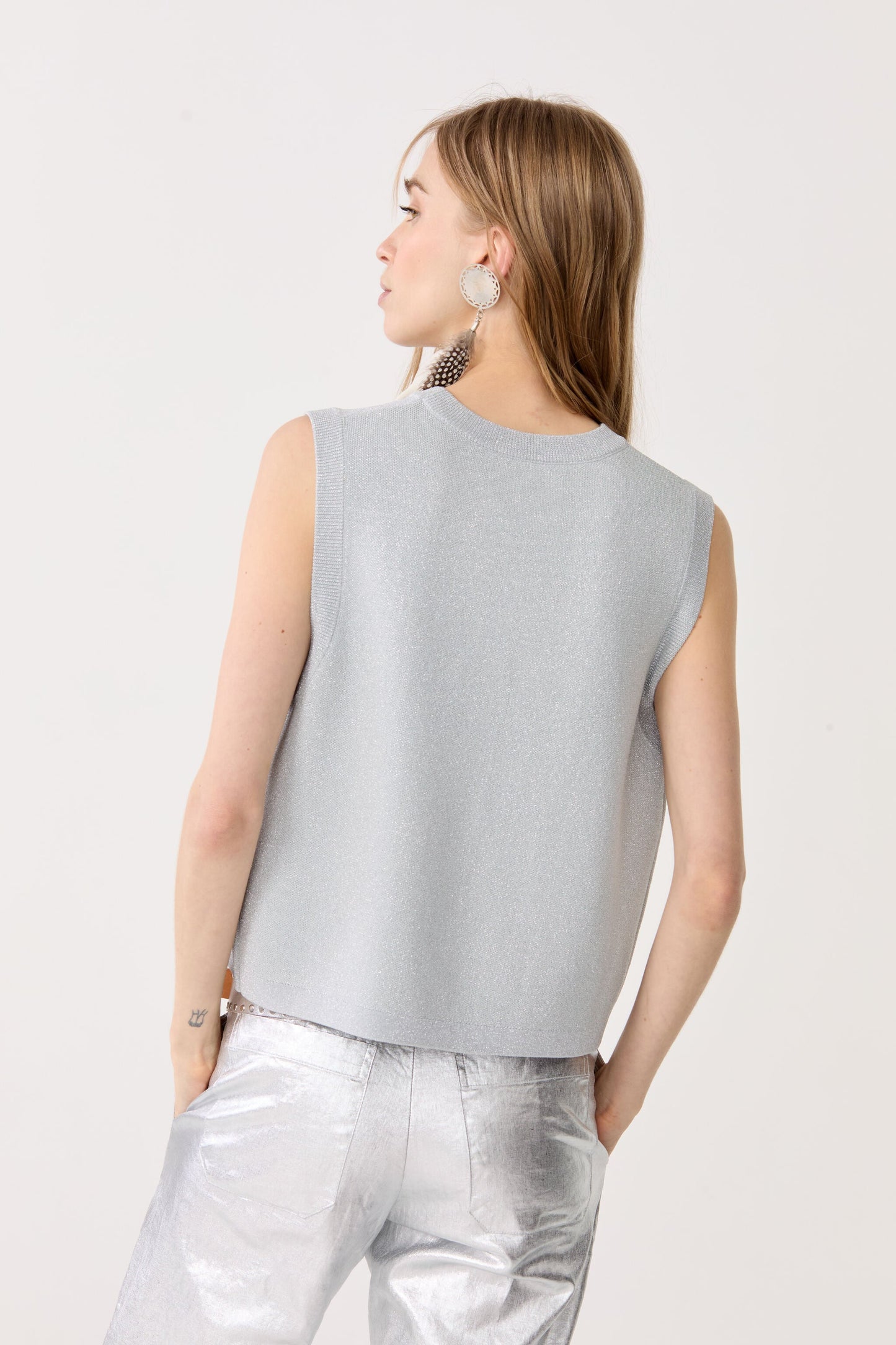 Astro Metallic Linen Pants - Silver