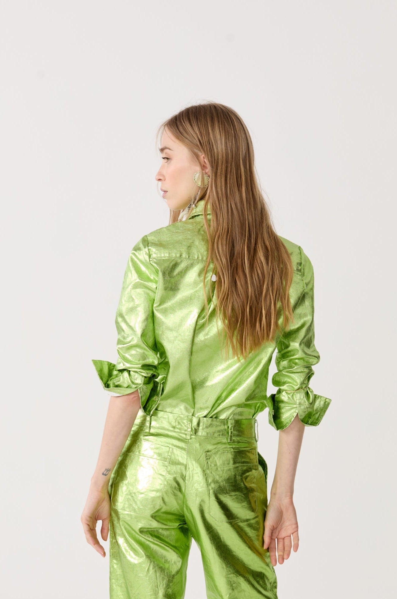 San Marino Metallic Linen Shirt - Lime