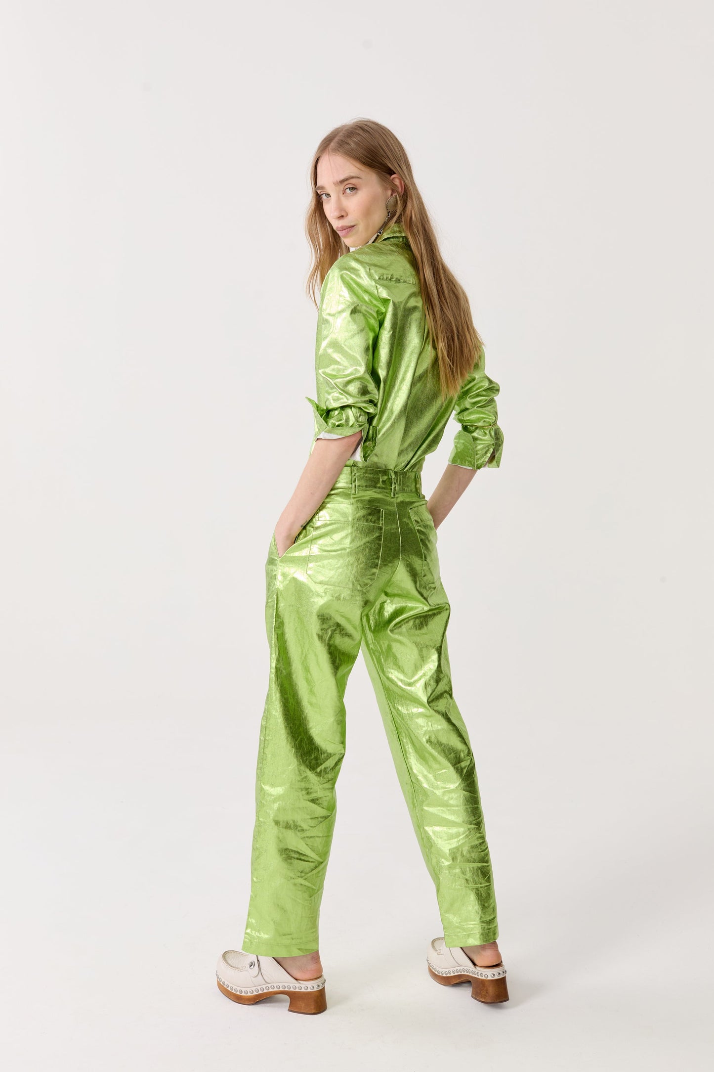 San Marino Metallic Linen Shirt - Lime