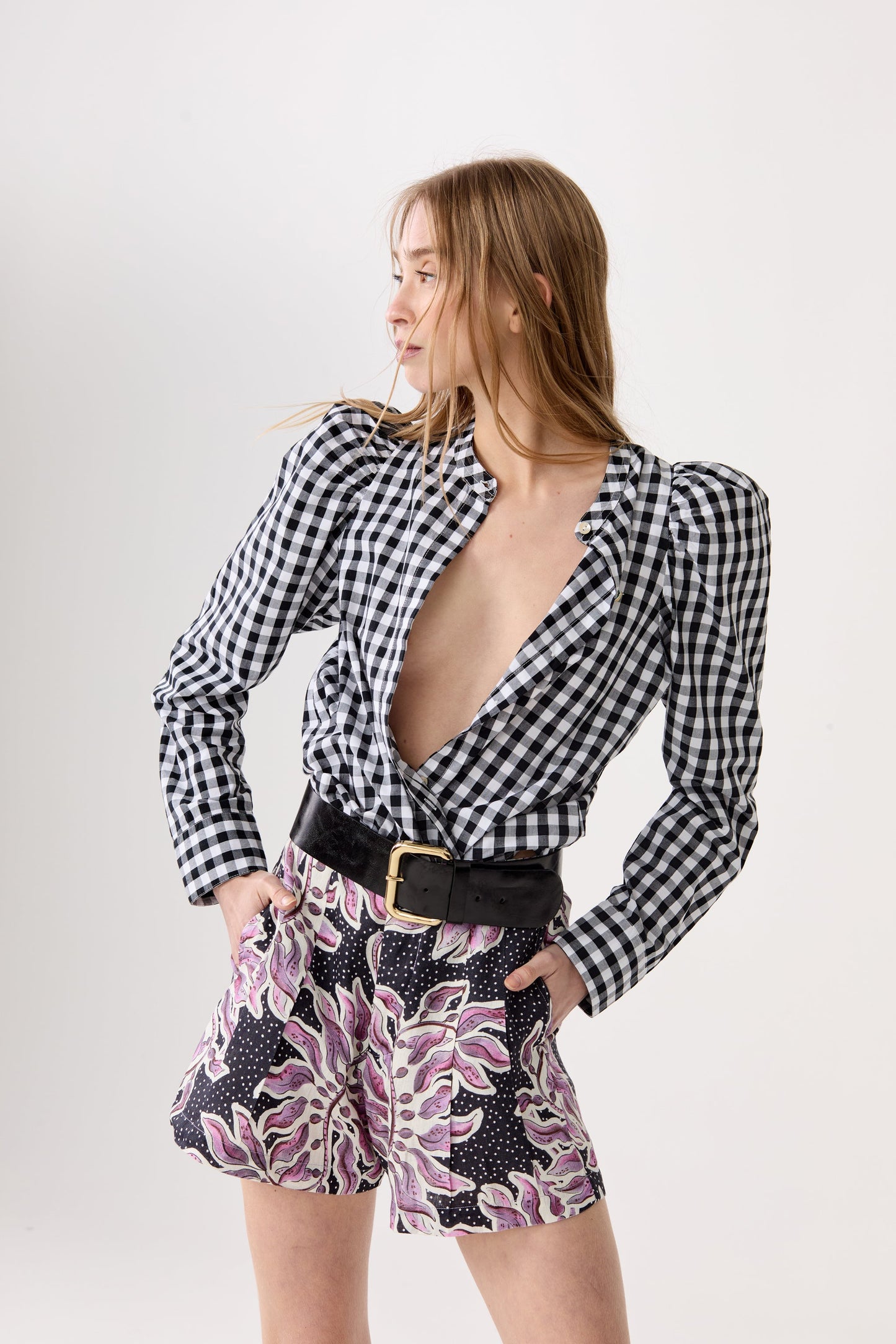 Lilium Poplin Shirt - Black and White Vichy Checks
