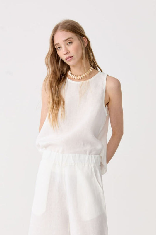 Yves Linen Top - Off-White