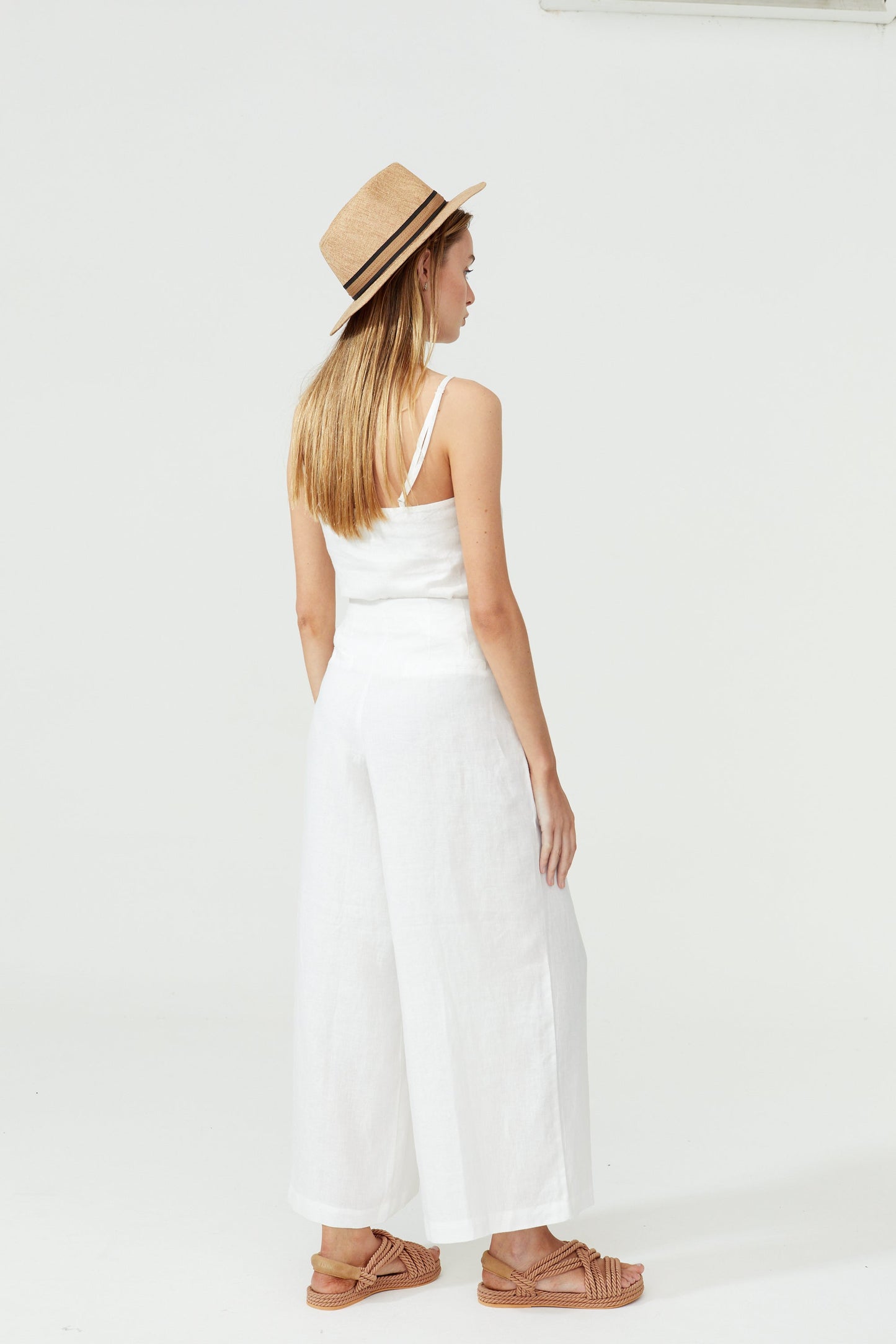 Culotte Linen Pants - White