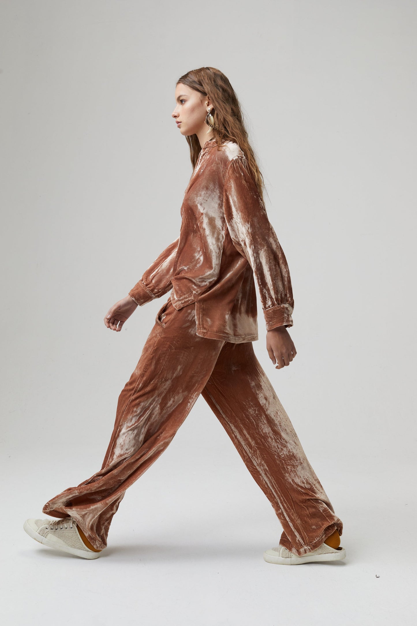 New Luna Silk Velvet Pants - Blush