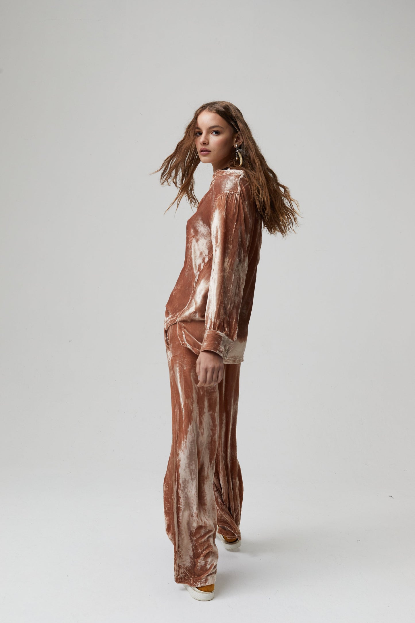 New Luna Silk Velvet Pants - Blush