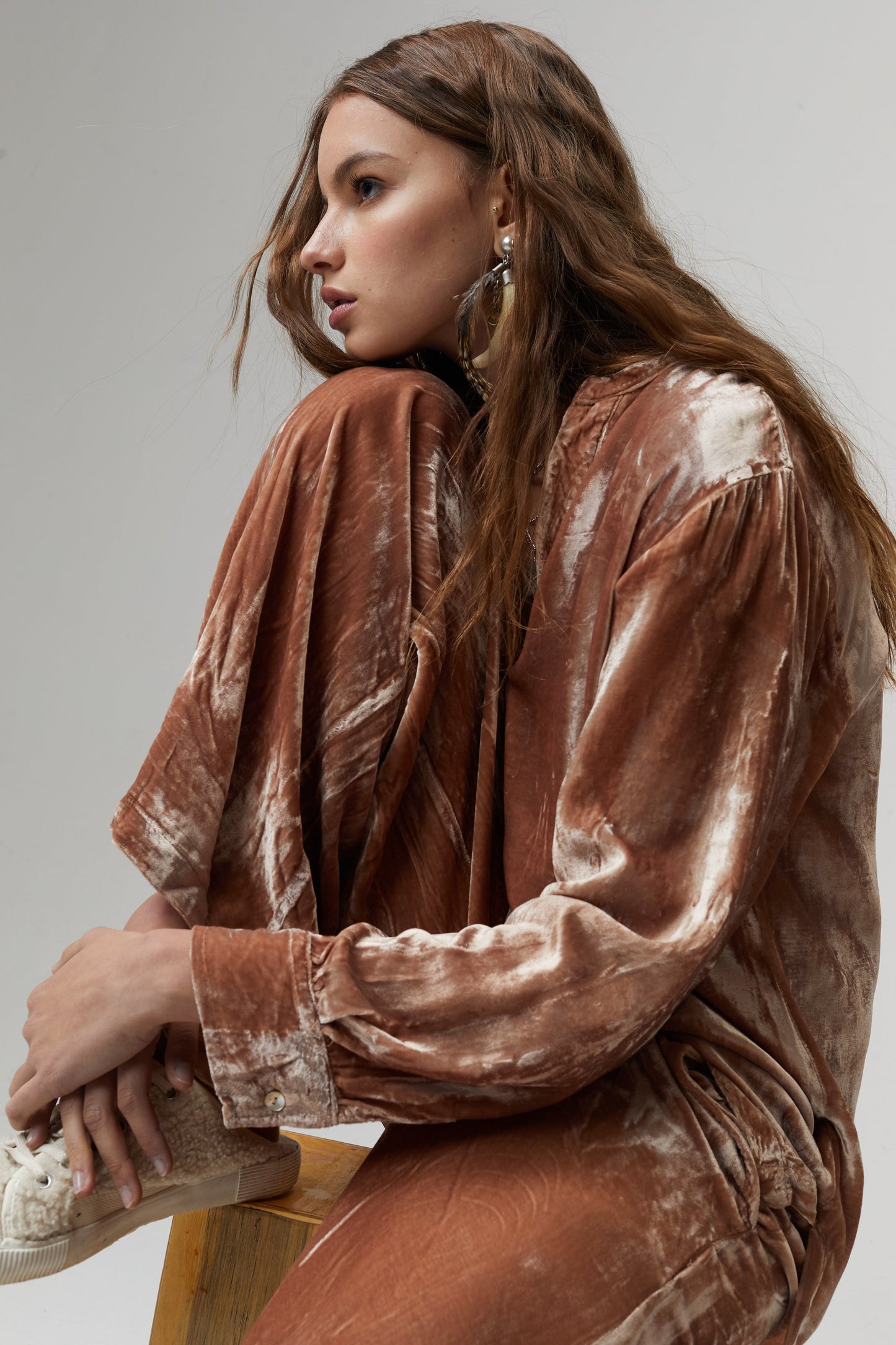 New Luna Silk Velvet Pants - Blush