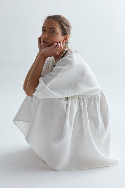 Alcala Linen Dress - White