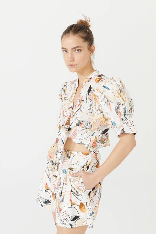 Frida Linen Shorts - Day Forest