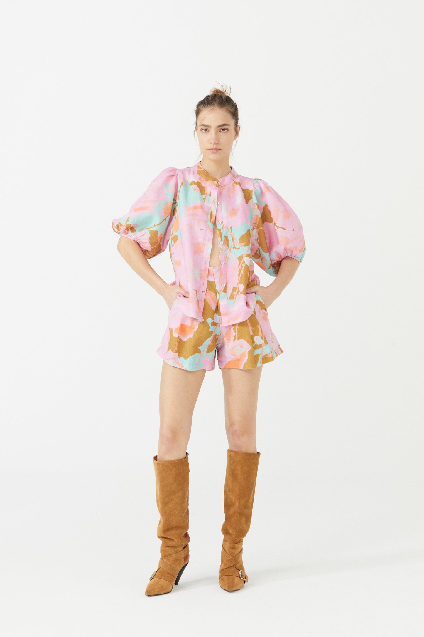 Frida Linen Shorts - Aquarela