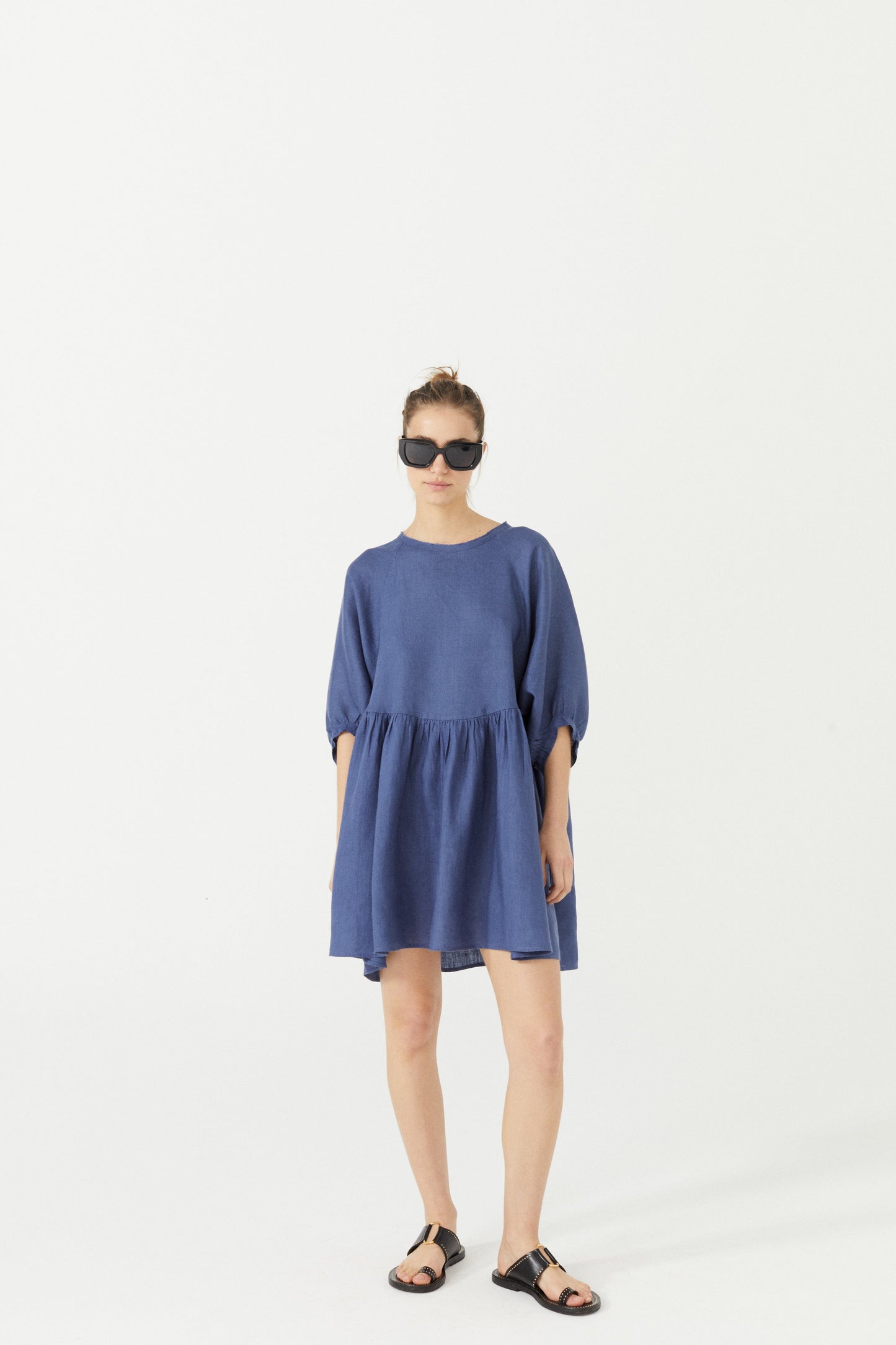 Alcala Linen Dress - Deep Blue