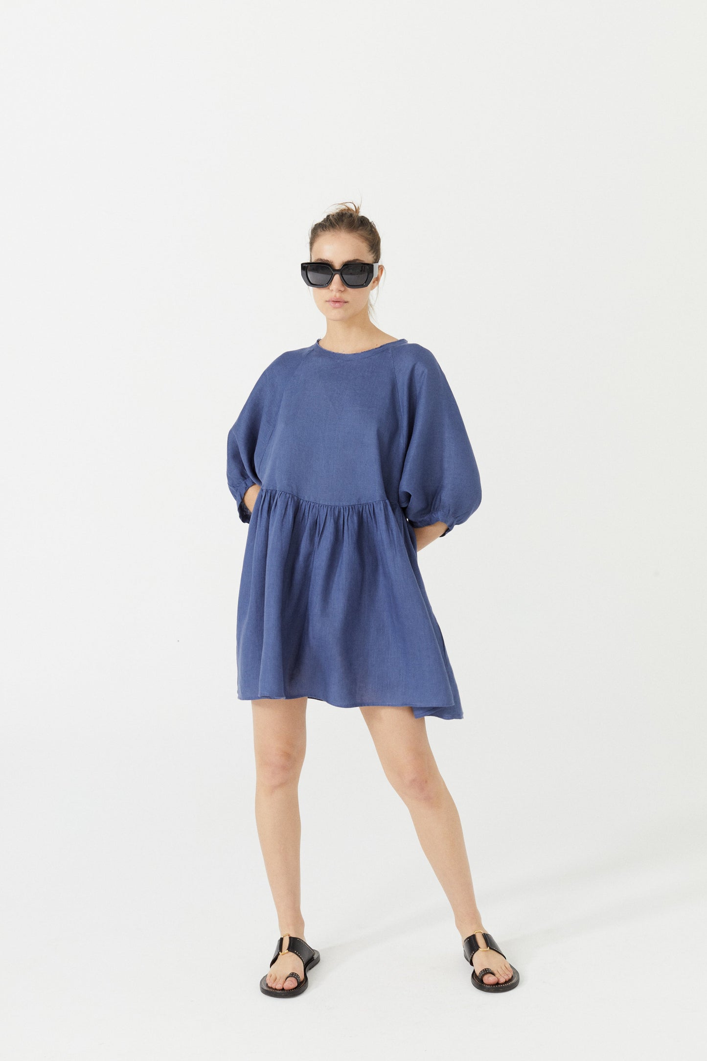 Alcala Linen Dress - Deep Blue