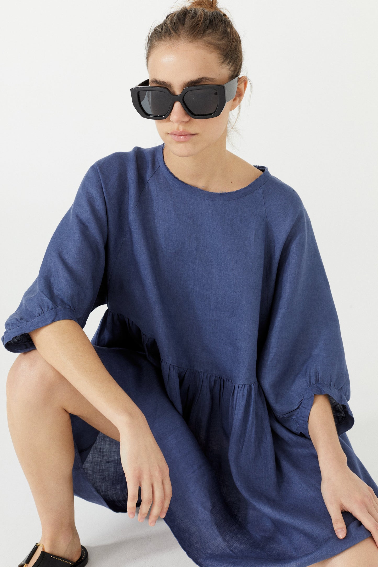 Alcala Linen Dress - Deep Blue