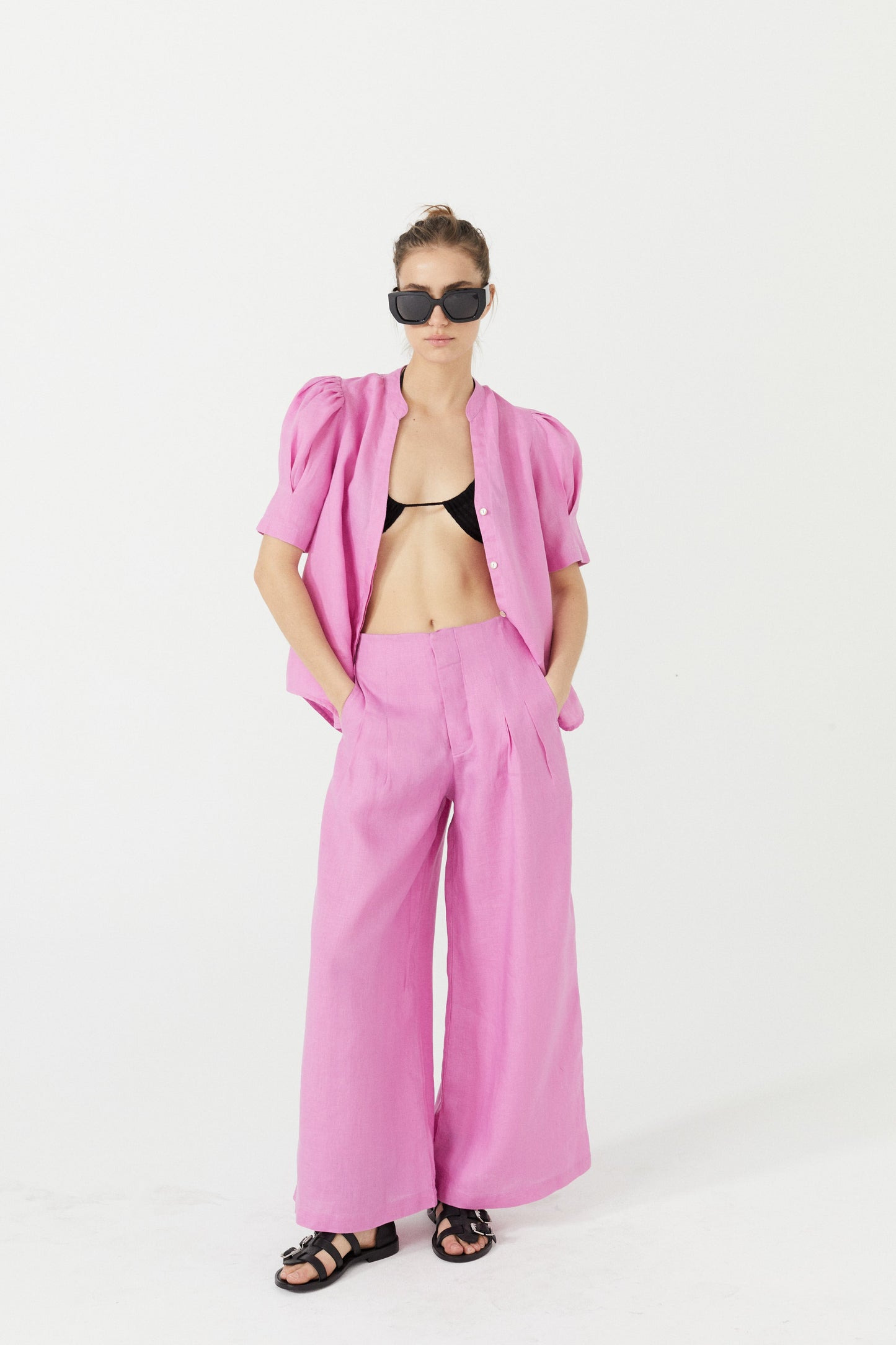 Athina Linen Shirt - Petunia Pink