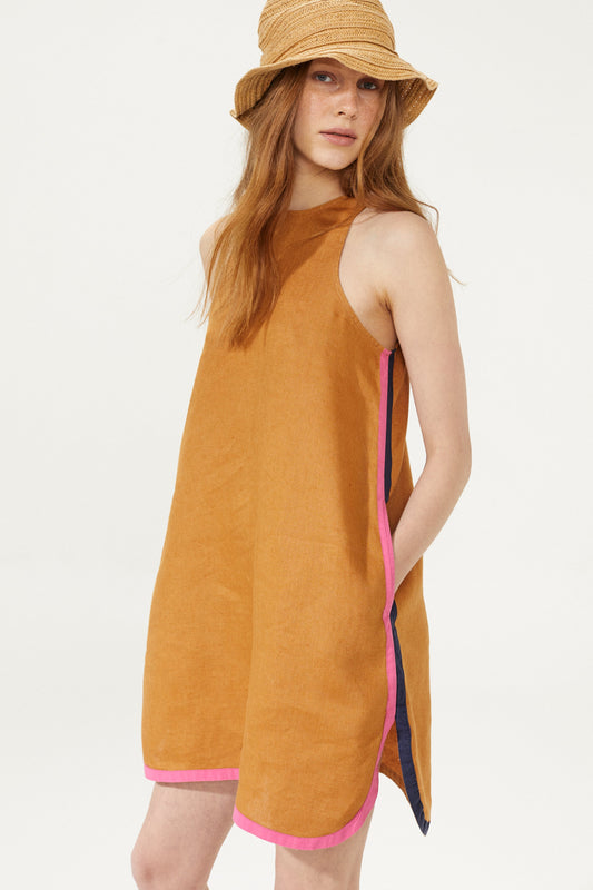 Iga Linen Dress - Caramel