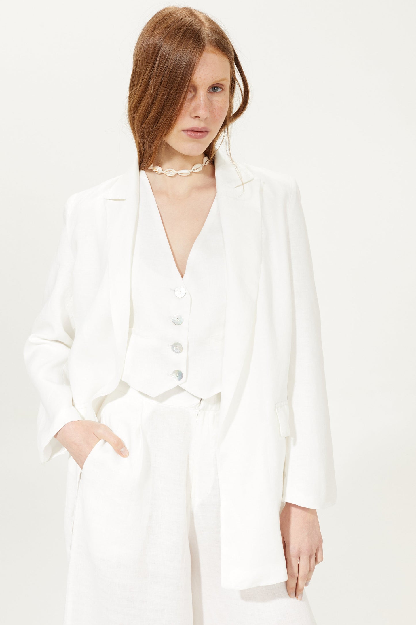 Milano Linen Blazer - White