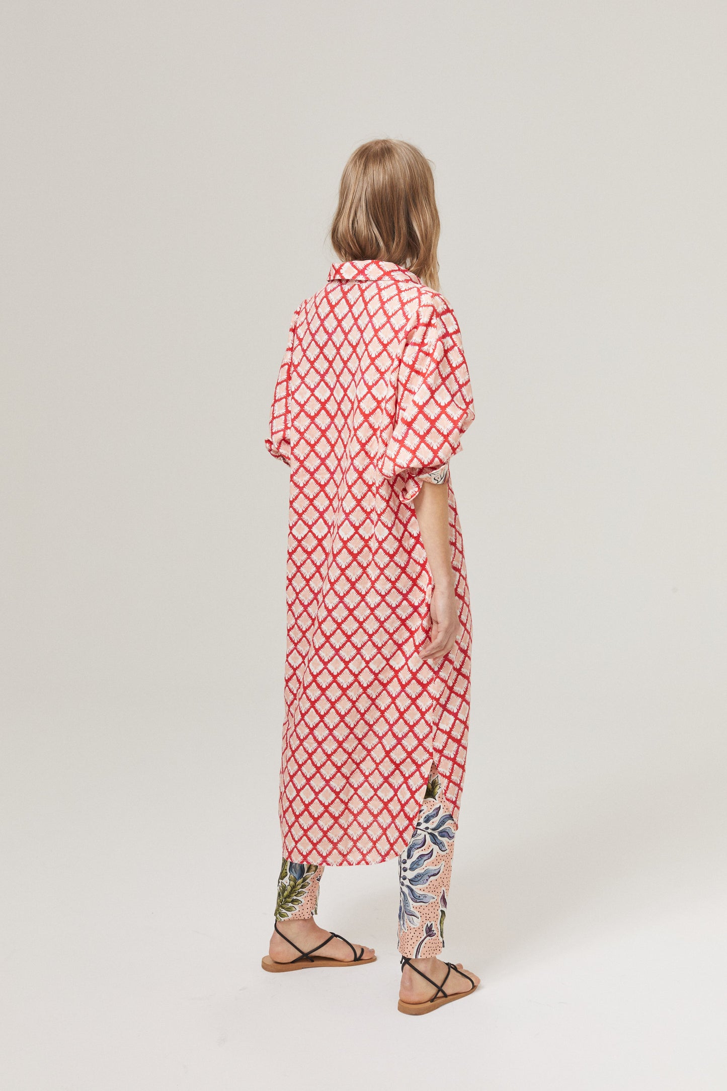 Island Linen Midi Dress - Tangier with Contrasting Details