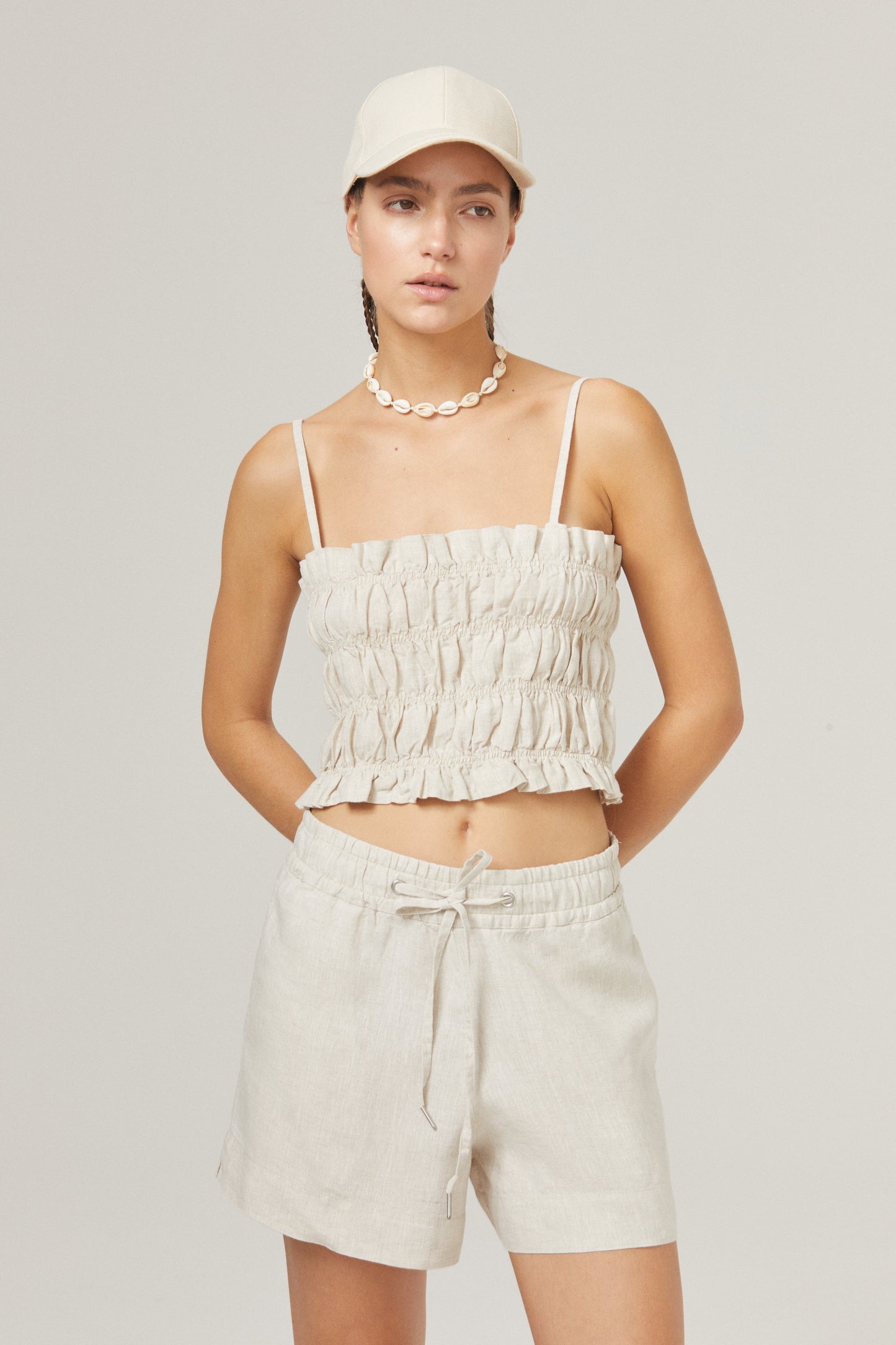 Iris Linen Shorts - Natural