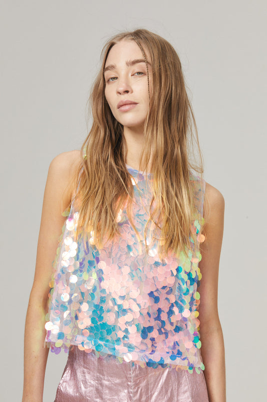 Mermaid Sequin Top - Aqua Big