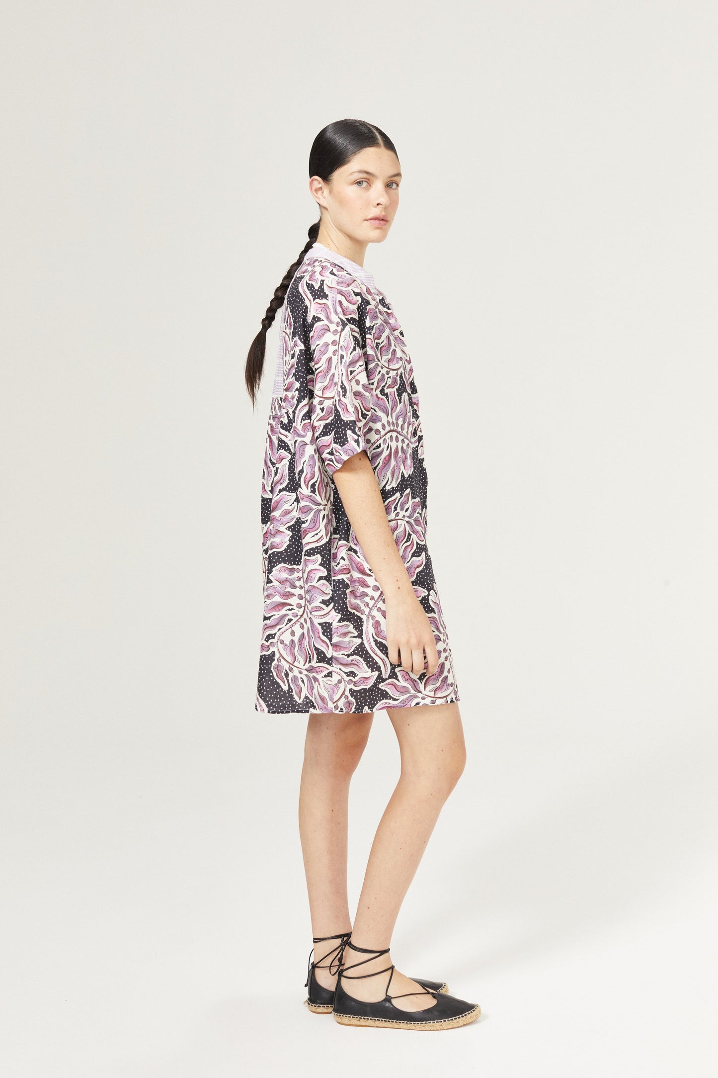 Lighthouse Linen Shirt Dress - Lavender Sky and Lilac Love