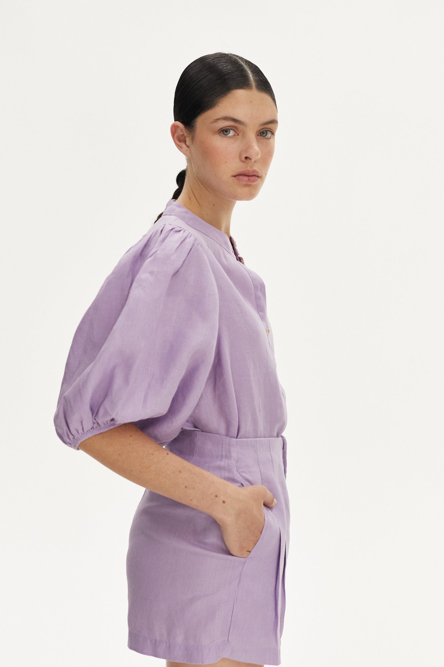 Frida Linen Shorts - Bright Lilac