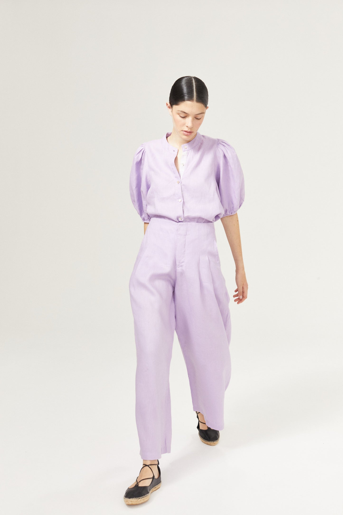 Culotte Linen Pants - Bright Lilac