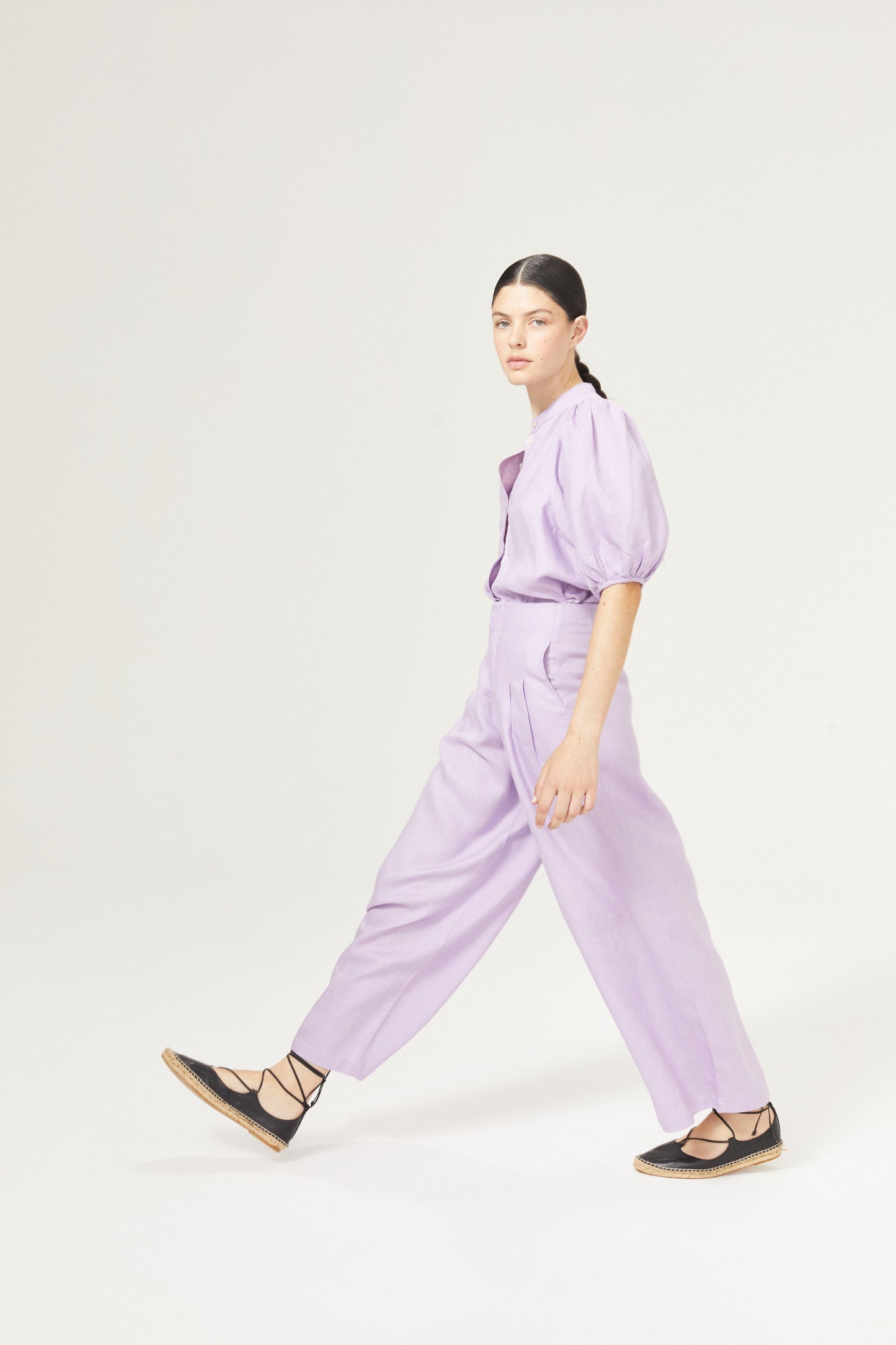 Culotte Linen Pants - Bright Lilac