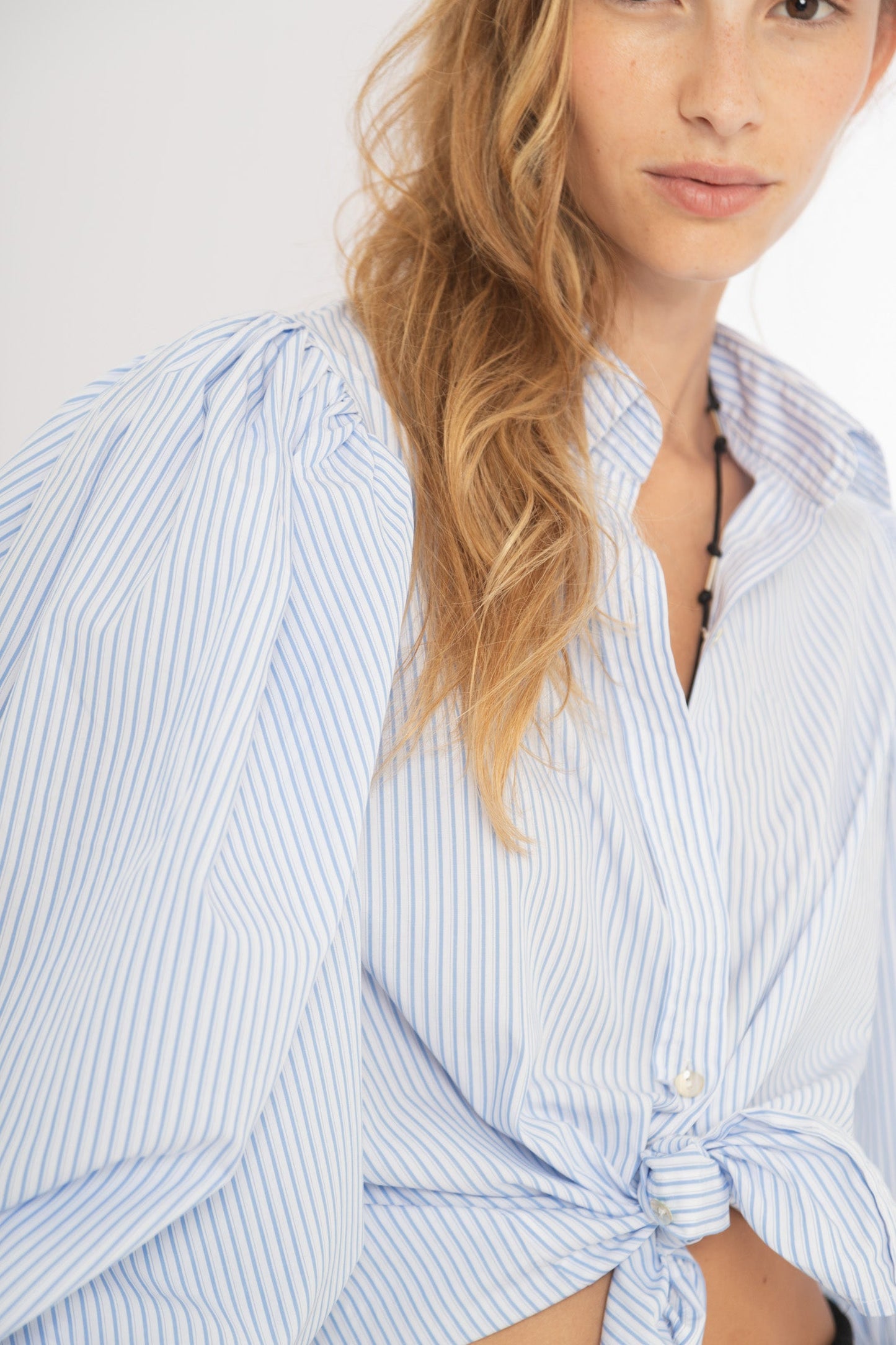 Samba Poplin Shirt - Light Blue and White Stripes